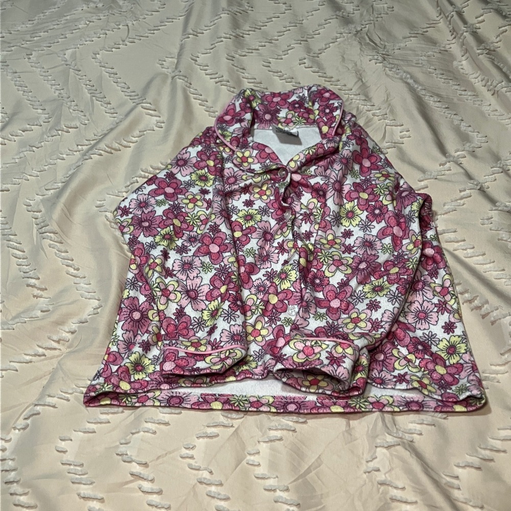 Mon Petit Pajamas Girls 4T Floral Print Button Down Sleepwear Set - Picture 3 of 6